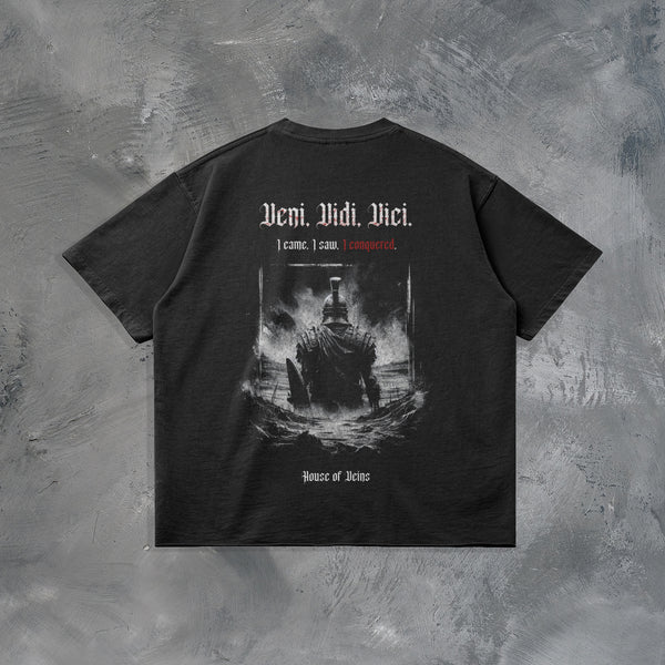 "VENI VIDI VICI" OVERSIZED T-SHIRT IN BLACK