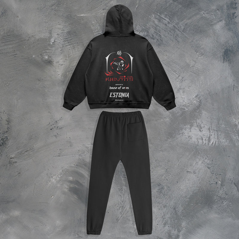 "HOV X KIBUVITS JUDO" OVERSIZED HOODIE & SWEATPANTS IN BLACK