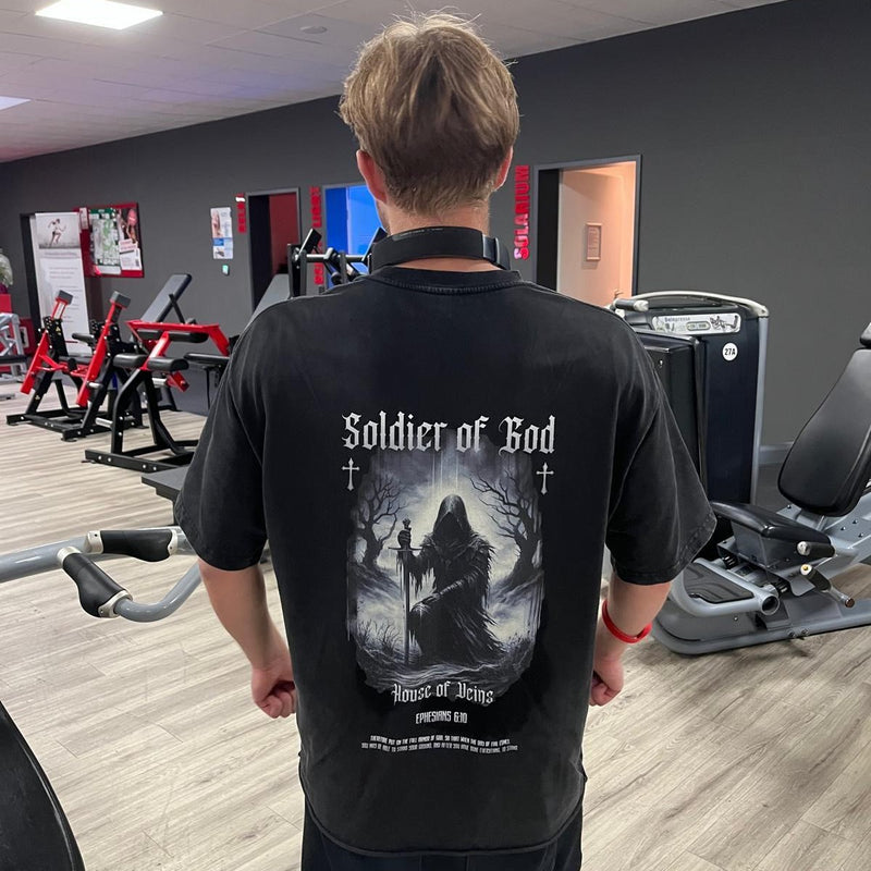 "SOLDIER OF GOD" MATT T-SHIRT IN BLACK