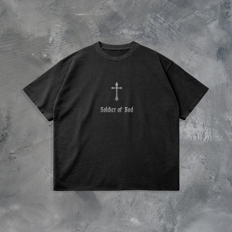 "SOLDIER OF GOD" VINTAGE T-SHIRT IN BLACK