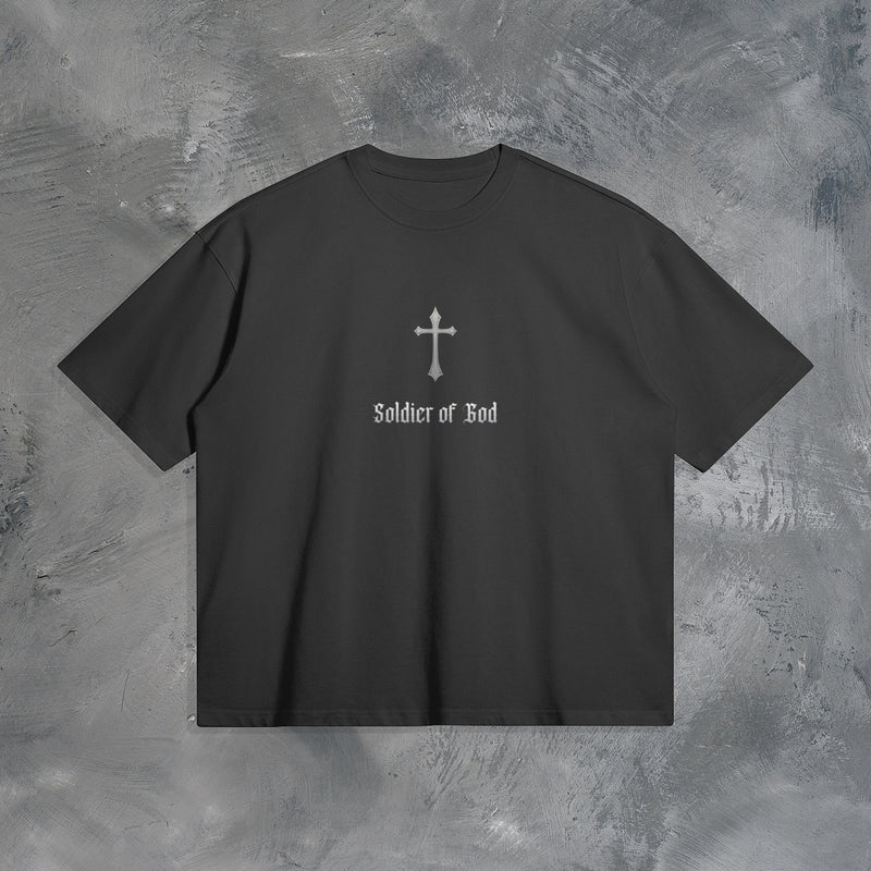 "SOLDIER OF GOD" MATT T-SHIRT IN BLACK