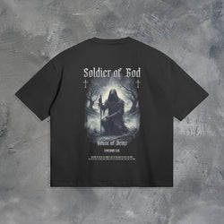 "SOLDIER OF GOD" MATT T-SHIRT IN BLACK