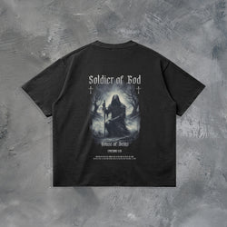 "SOLDIER OF GOD" VINTAGE T-SHIRT IN BLACK