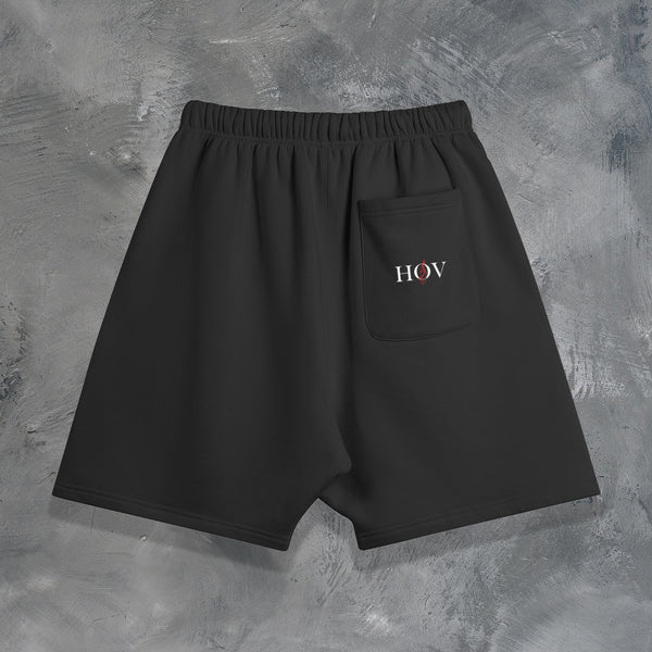 "NO DEFEAT" OVERSIZED SHORTS IN BLACK